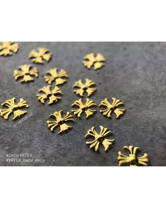 Металлический декор, мальтийский крест золото 6х6 мм