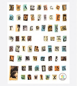 Наклейки, буквы газетные вырезки 121