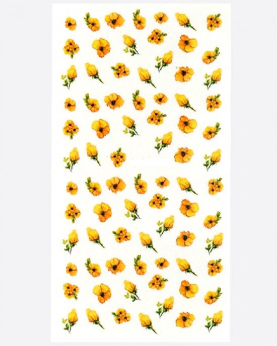 Наклейки, цветы акварель желтые 266