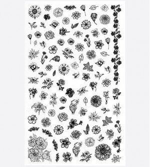 Наклейки, цветы контурные черные 233