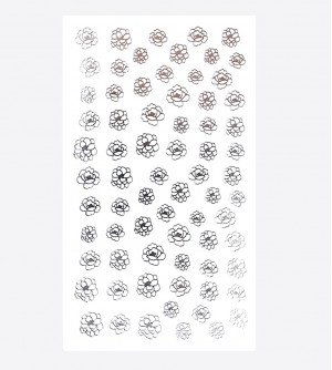 Наклейки, цветы контурные, серебро 295