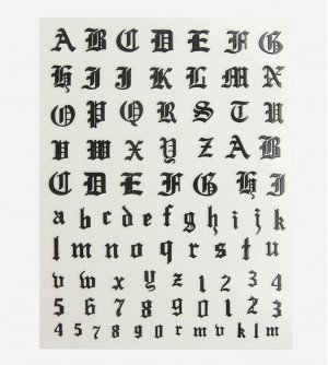 Наклейки, шрифт готика черные 210